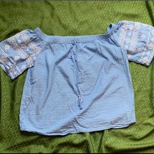 Blue Off-the-Shoulder Blouse